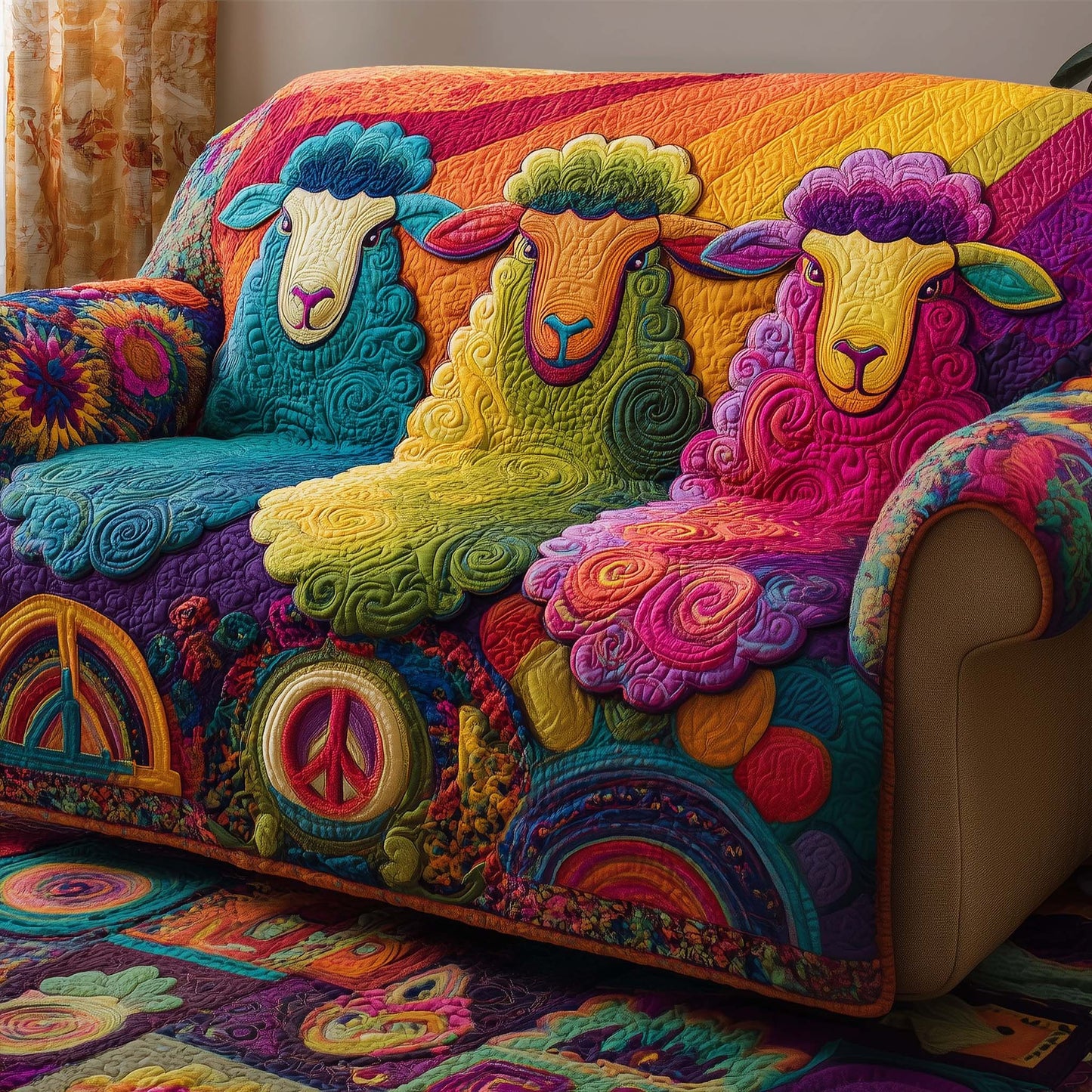 Hippie Sheep Quilted Sofa Cover GFTOTG2904