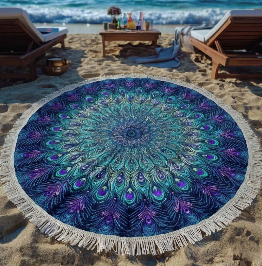 Peacock Mandala Round Beach Towel GFTOTG2945