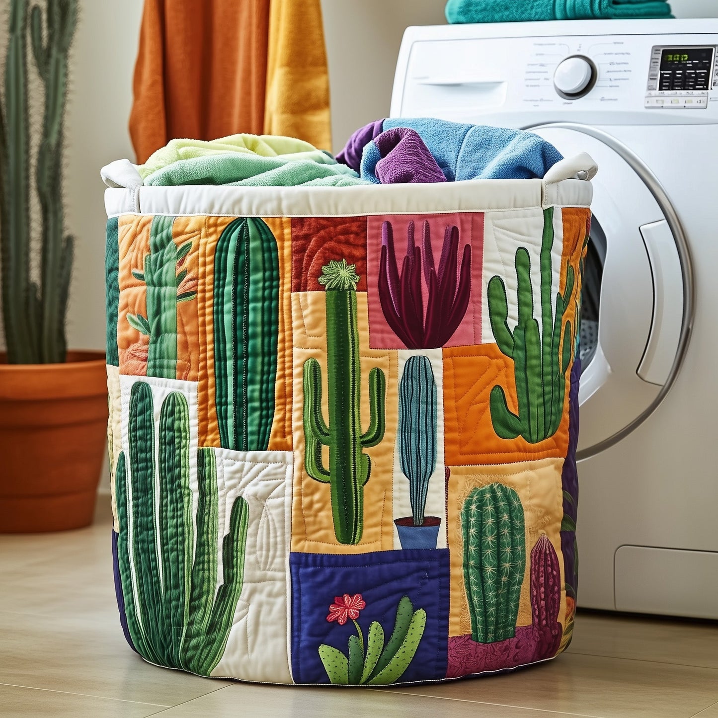 Dreamy Cactus Quilted Laundry Basket GFTOTG298