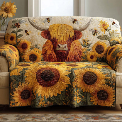 Highland Cow Quilted Sofa Cover GFTOTG3013