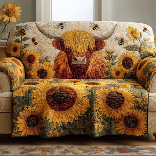 Highland Cow Quilted Sofa Cover GFTOTG3013