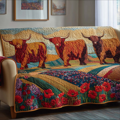 Highland Cow Quilted Sofa Cover GFTOTG3014