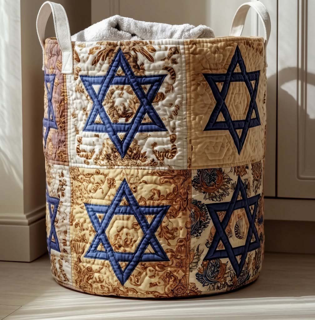 Star of David Quilted Laundry Basket GFTOTG3019