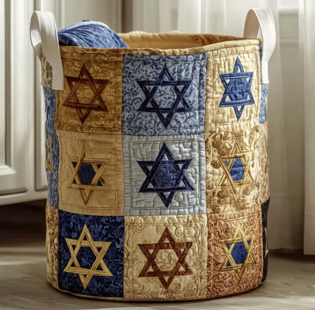 Star of David Quilted Laundry Basket GFTOTG3020