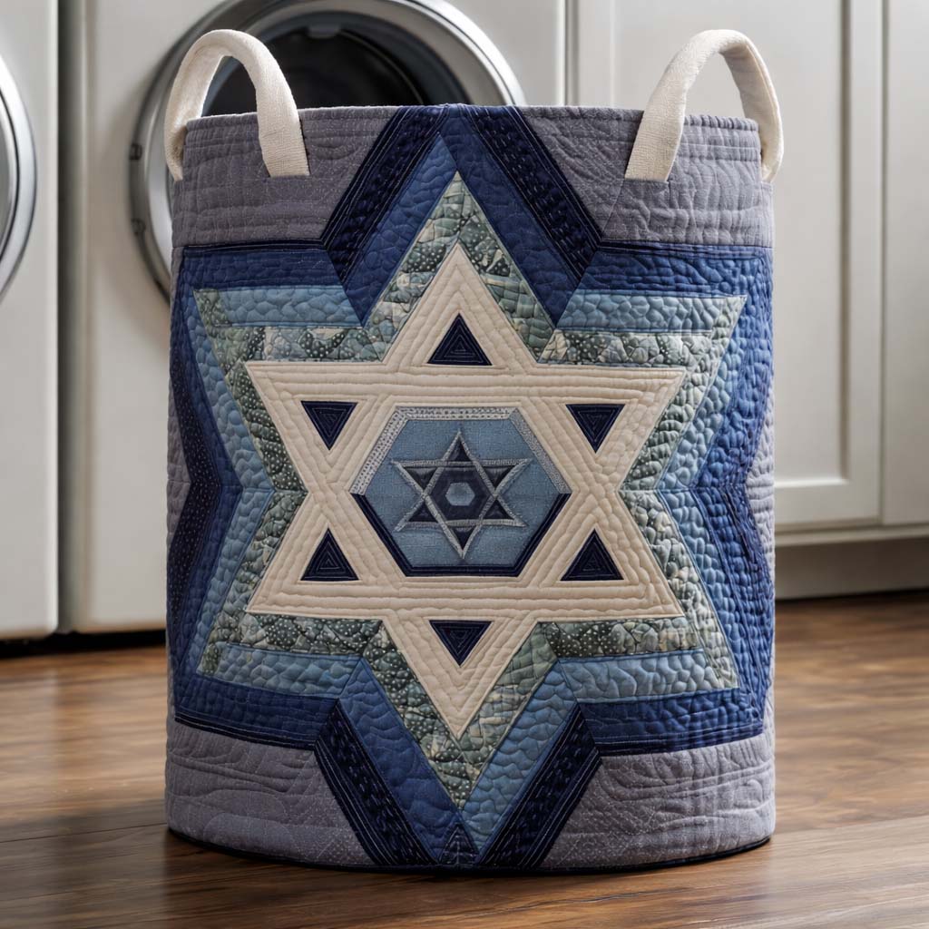 Star of David Quilted Laundry Basket GFTOTG3022