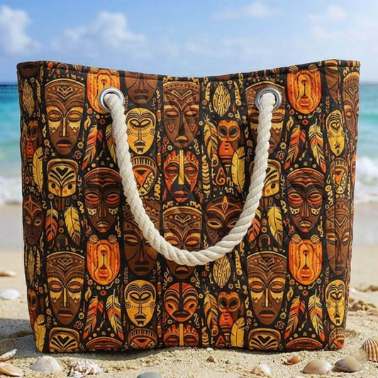 Ancestral Spirit Mask Quilted Beach Bag GFTOTG3058