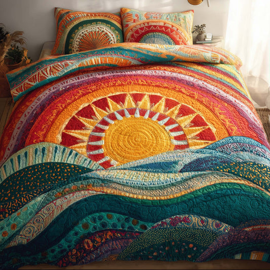 Golden Boho Tide 3-Piece Quilted Bedding Set GFTOTG3059