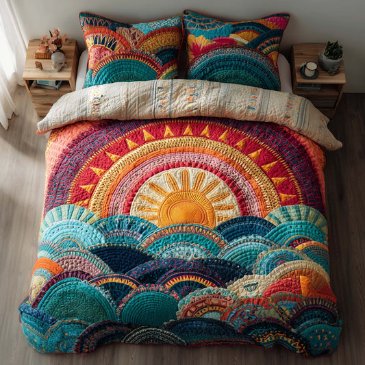 Golden Boho Tide 3-Piece Quilted Bedding Set GFTOTG3060