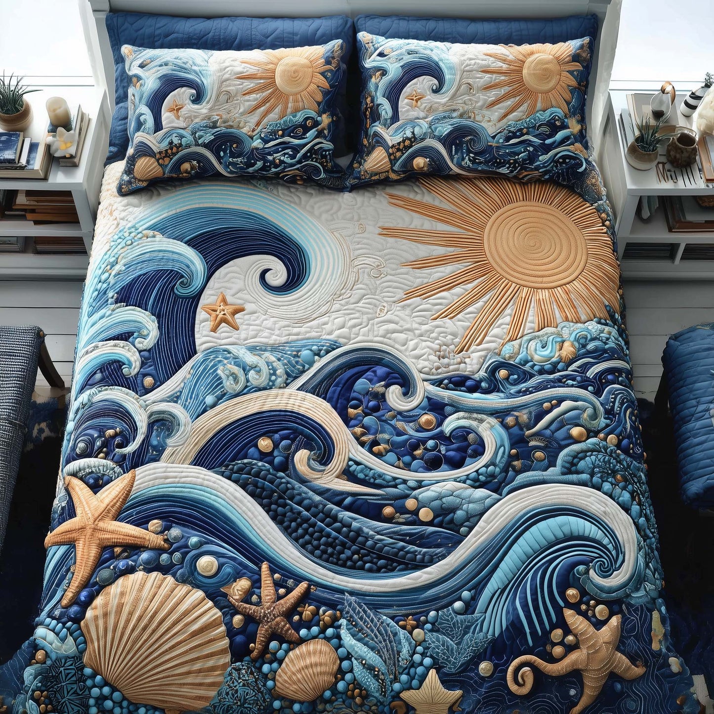 Blue Current 3-Piece Quilted Bedding Set GFTOTG3063