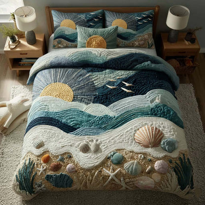 Blue Current 3-Piece Quilted Bedding Set GFTOTG3064