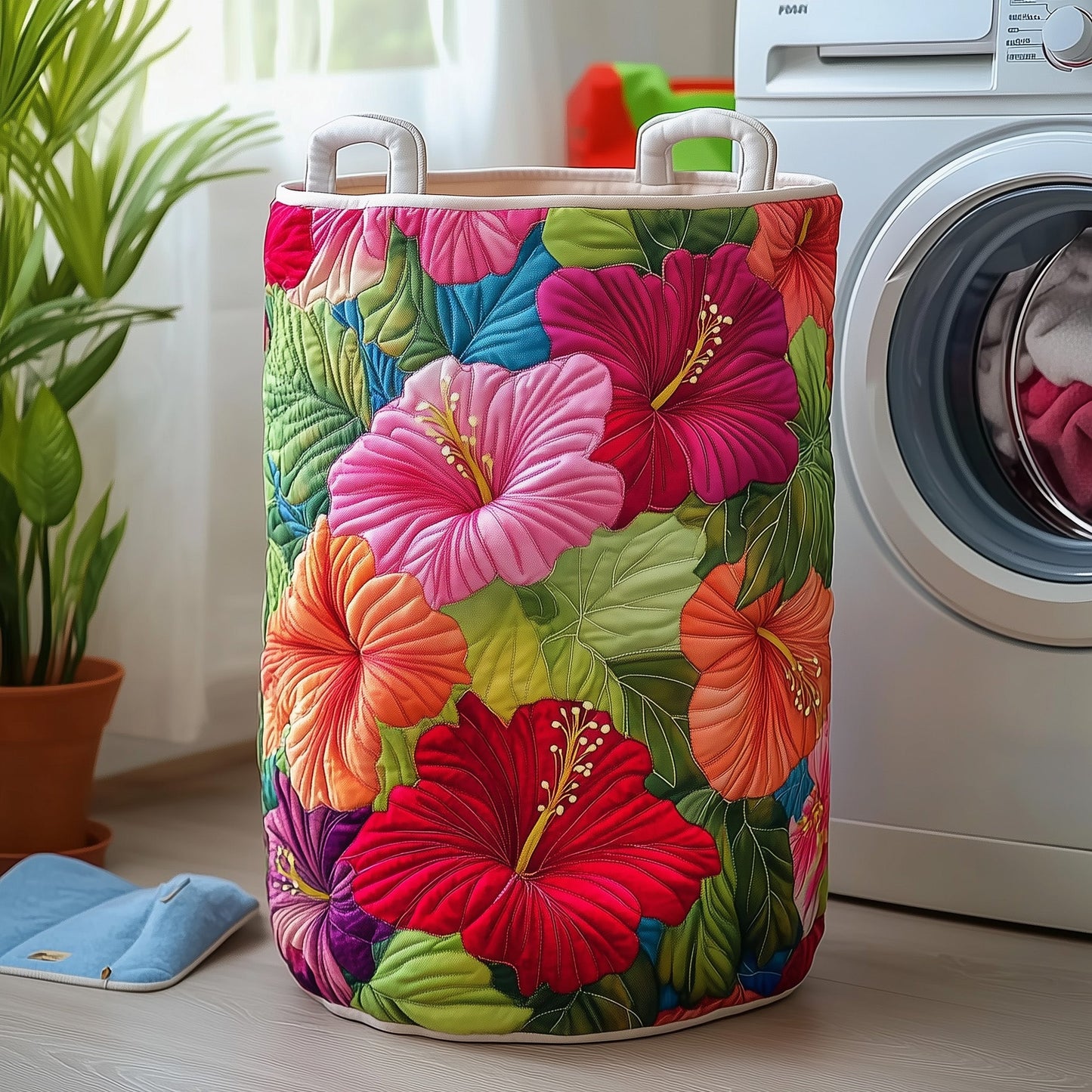 Hibiscus Glow Quilted Laundry Basket GFTOTG313