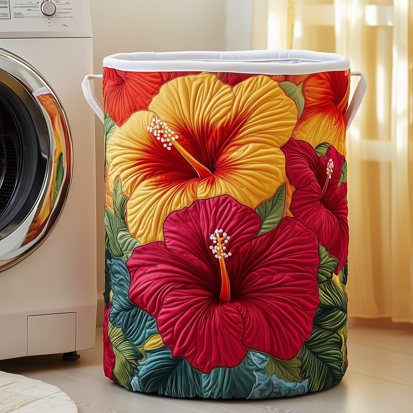 Hibiscus Glow Quilted Laundry Basket GFTOTG315