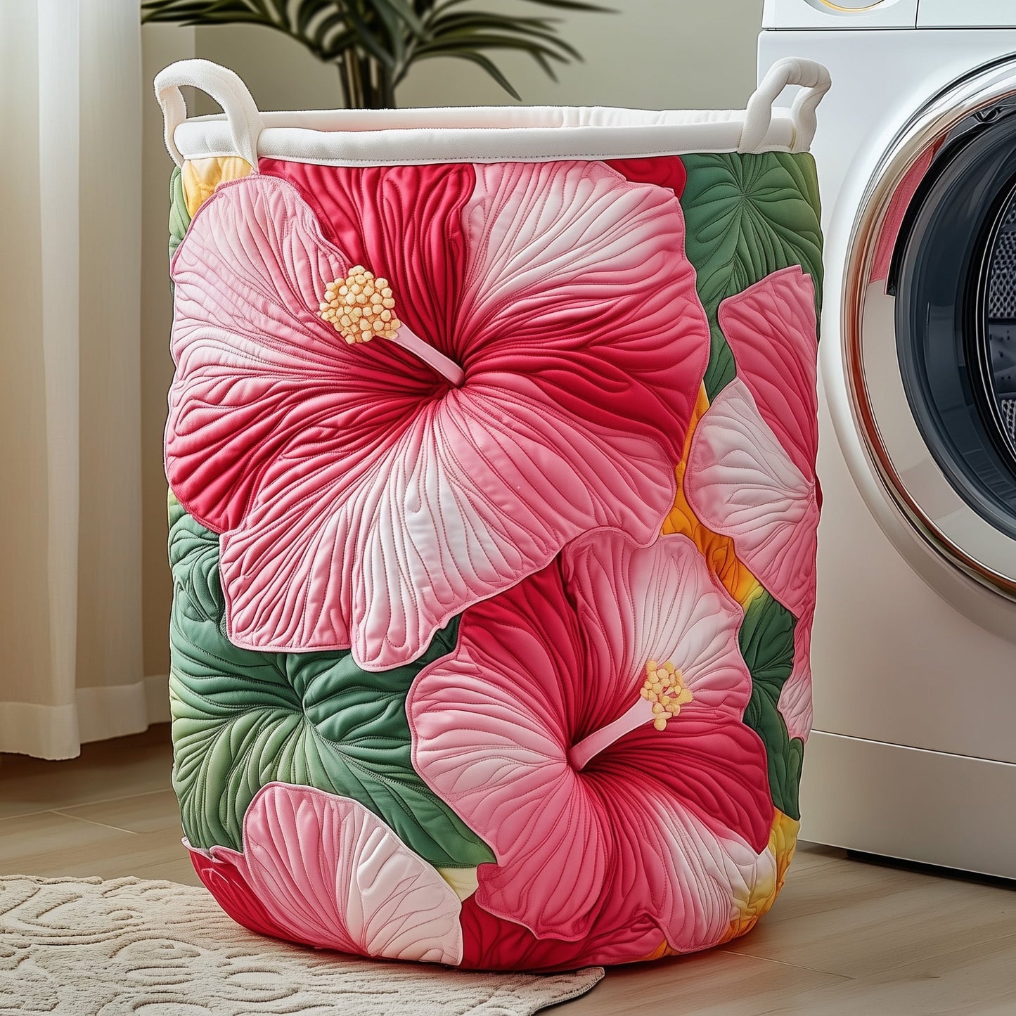 Hibiscus Glow Quilted Laundry Basket GFTOTG317