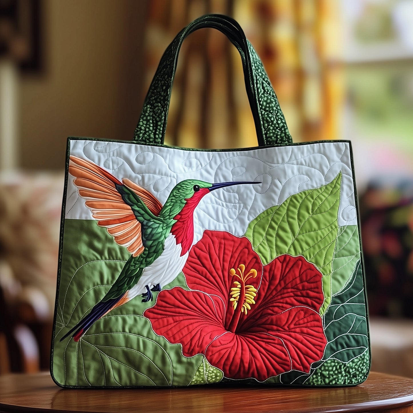 Blooming Hummingbird Quilted Tote Bag GFTOTG343
