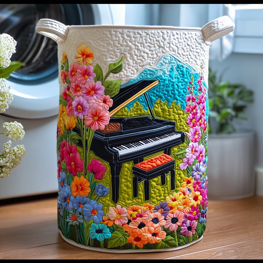 Whispering Piano Bloom Quilted Laundry Basket GFTOTG348
