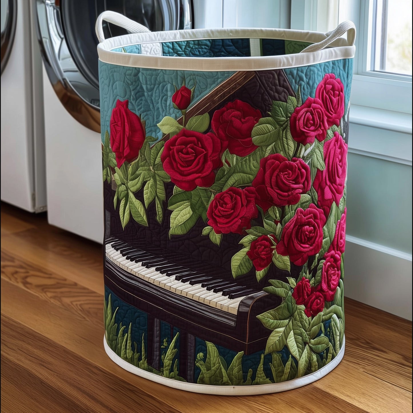 Whispering Piano Bloom Quilted Laundry Basket GFTOTG349
