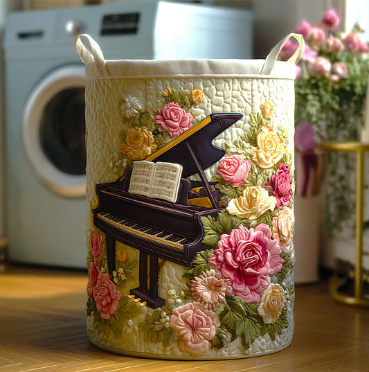 Whispering Piano Bloom Quilted Laundry Basket GFTOTG351