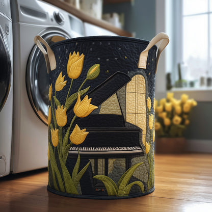 Whispering Piano Bloom Quilted Laundry Basket GFTOTG352