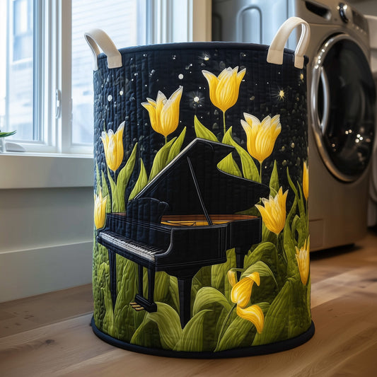 Whispering Piano Bloom Quilted Laundry Basket GFTOTG353