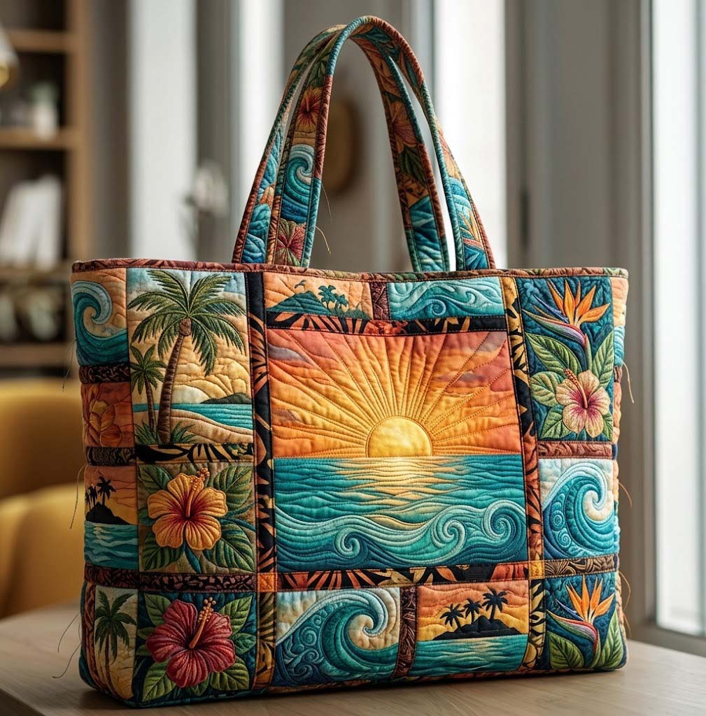 Seafoam Symphony Quilted Tote Bag GFTOTG3656