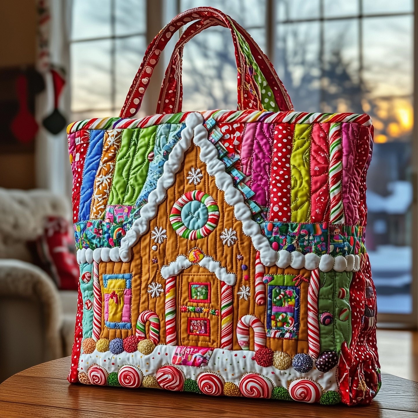 Sweet Gingerbread House Quilted Tote Bag GFTOTG413