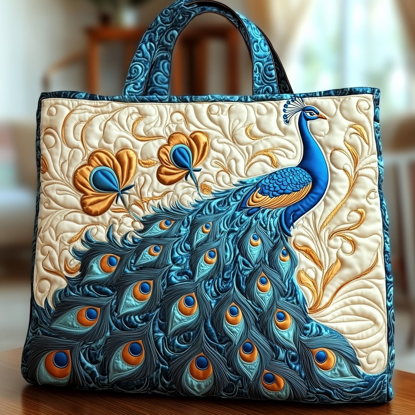 Majesty Peacock Quilted Tote Bag GFTOTG422