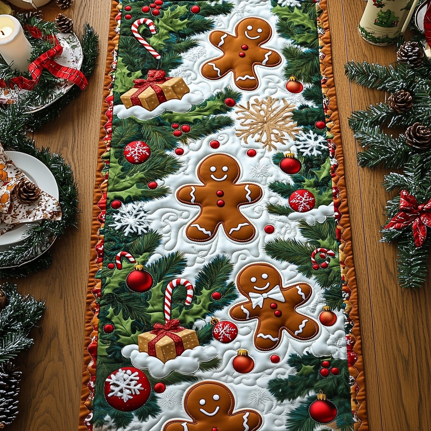Gingerbread Cookies Quilted Table Runner GFTOTG443