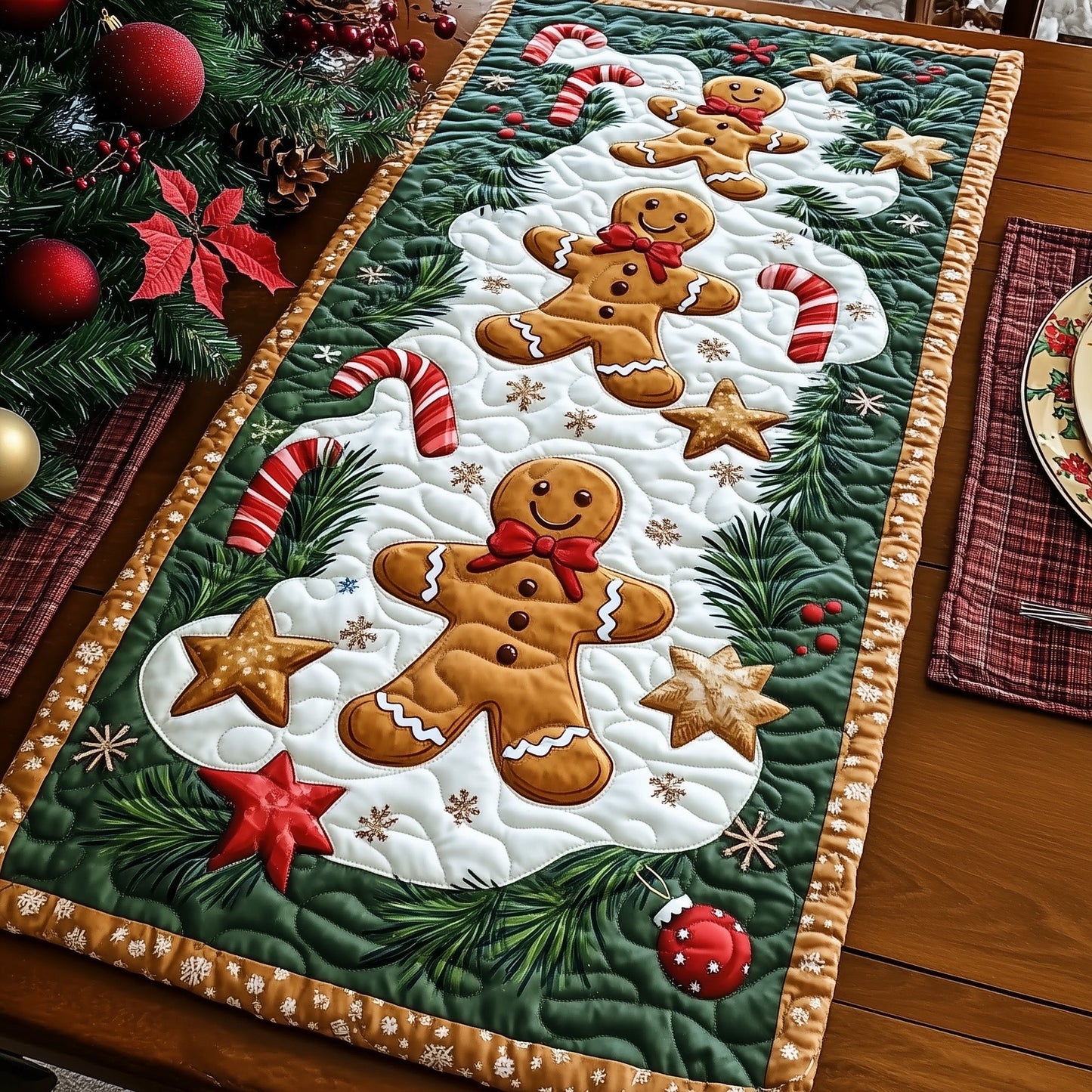 Gingerbread Cookies Quilted Table Runner GFTOTG446