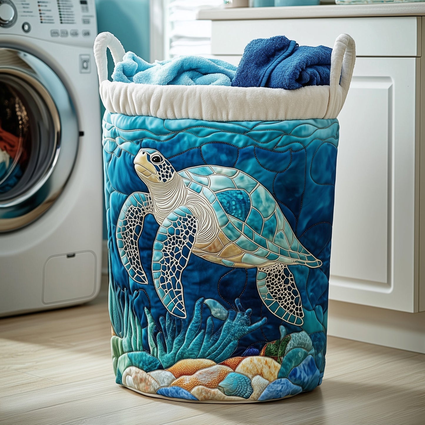 Sea Turtle Quilted Laundry Basket GFTOTG480
