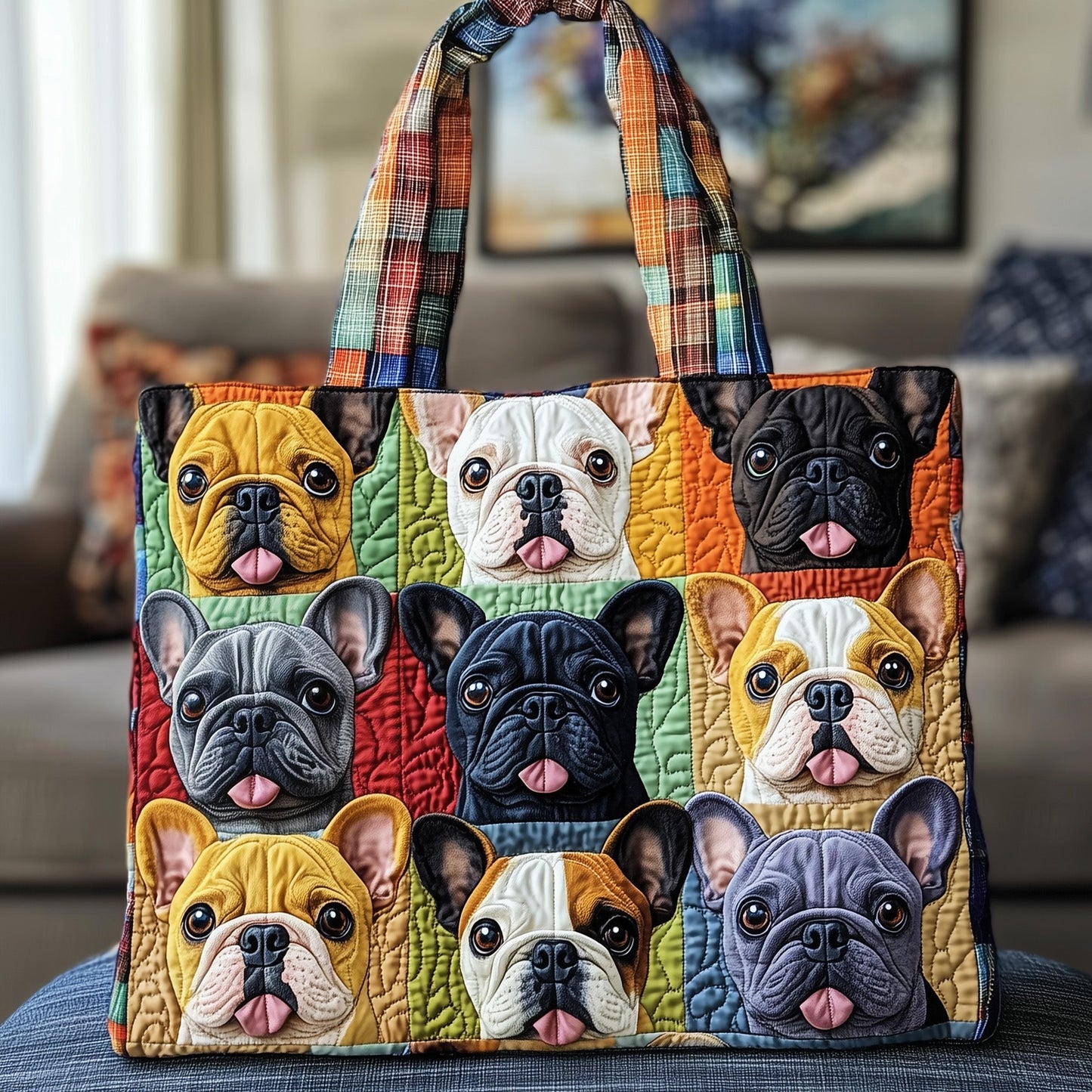 Adorable Frenchie Quilted Tote Bag GFTOTG613