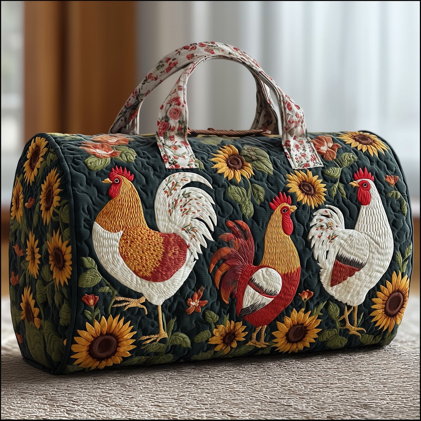 Whimsical Chicken Quilted Duffle Bag GFTOTG646