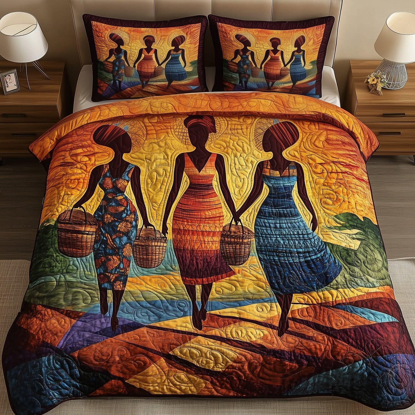 Golden Queens Quilted Duvet Cover Set GFTOTG658