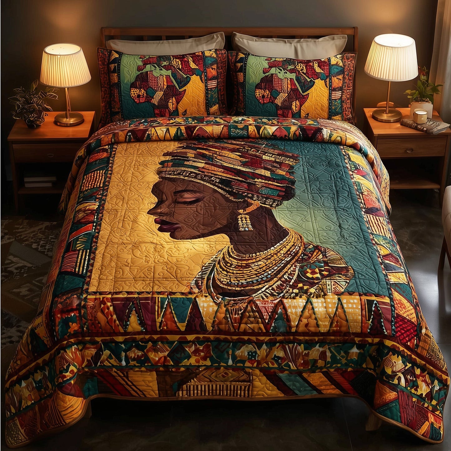 Golden Queen Quilted Duvet Cover Set GFTOTG660