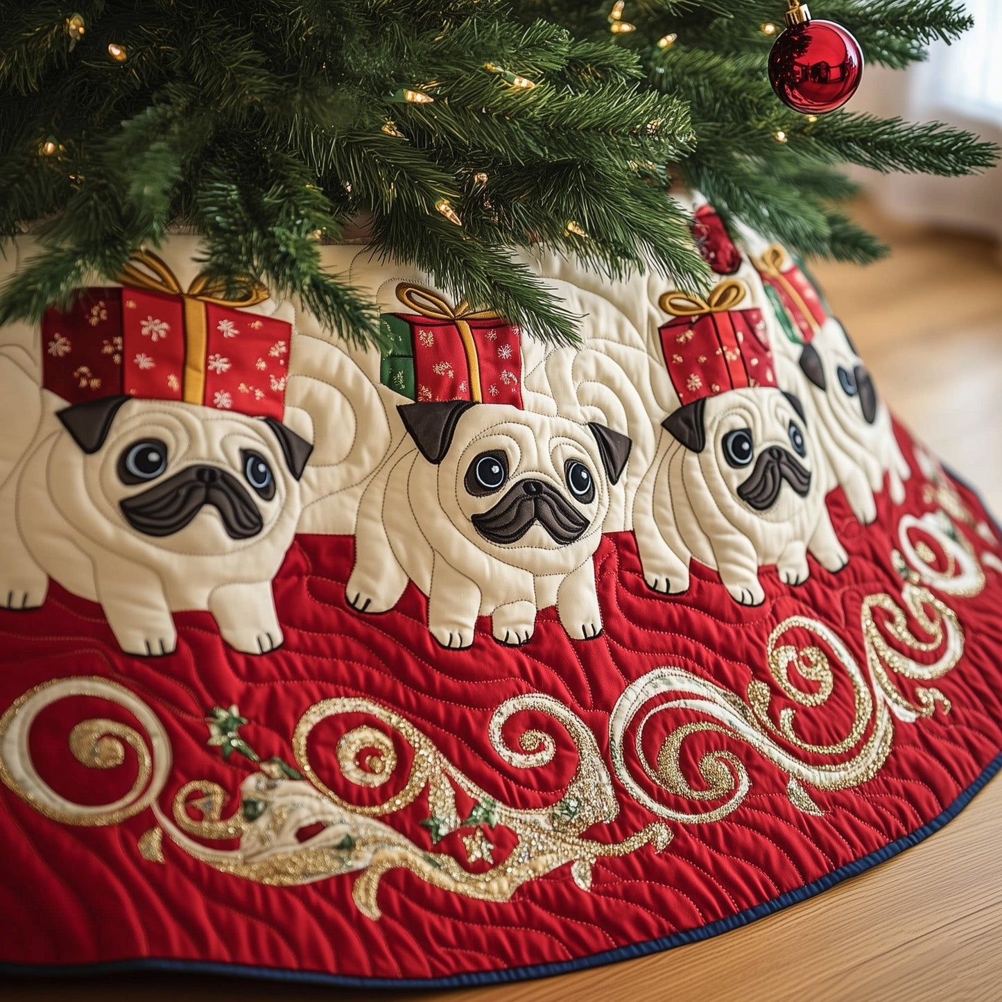 Adorable Pugs Quilted Tree Skirt GFTOTG680