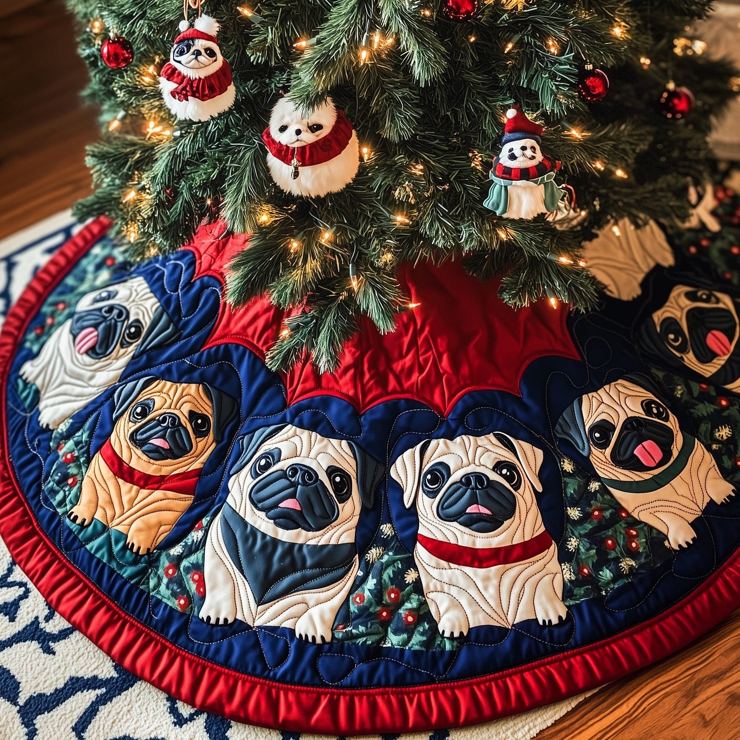Adorable Pugs Quilted Tree Skirt GFTOTG682