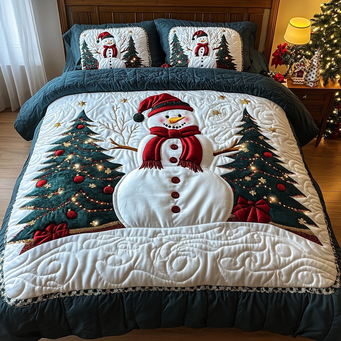 Joyful Snowman Quilted Duvet Cover Set GFTOTG754