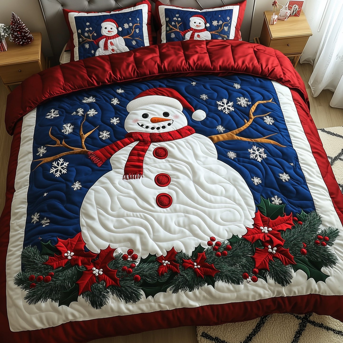 Joyful Snowman Quilted Duvet Cover Set GFTOTG755
