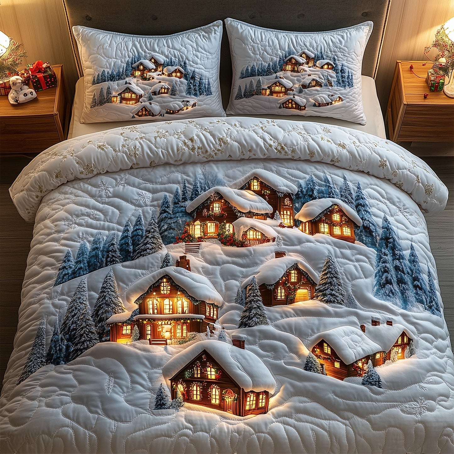 Christmas Village Quilted Duvet Cover Set GFTOTG789