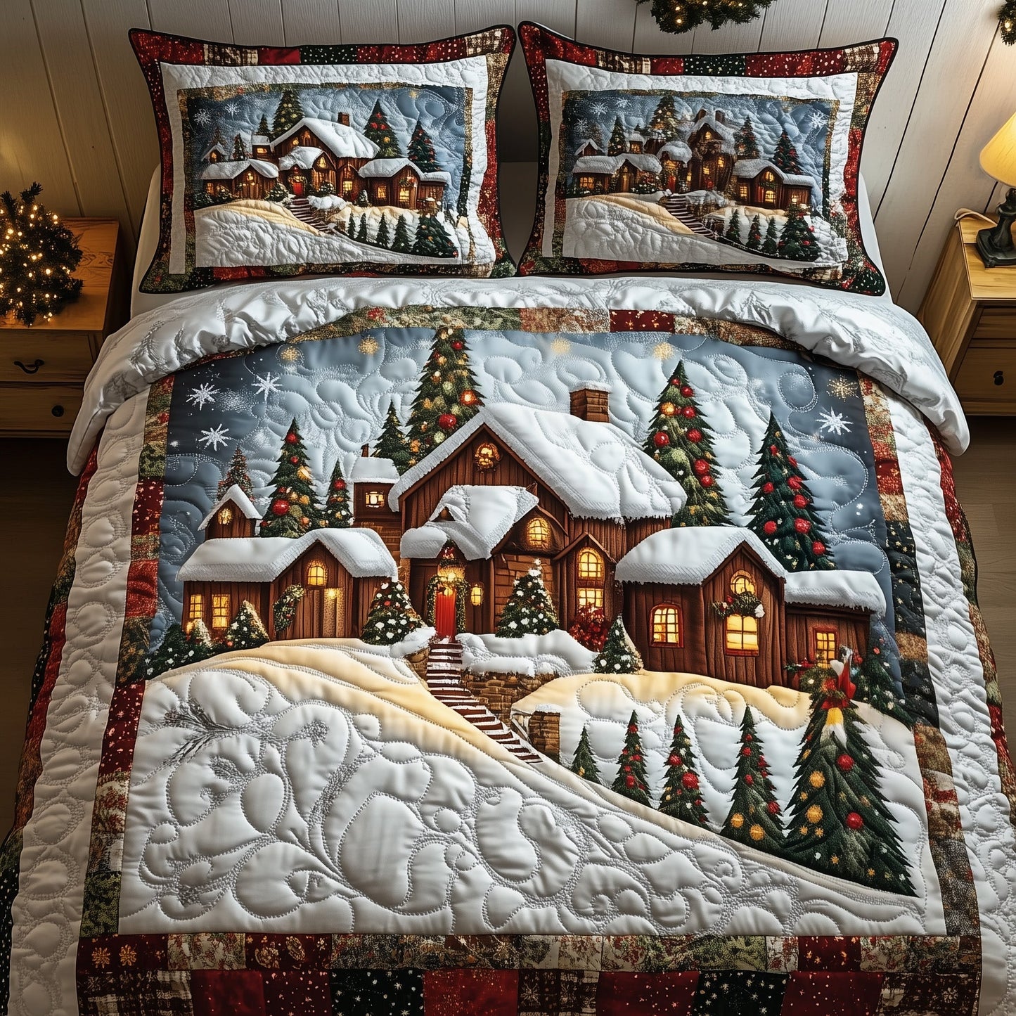 Christmas Village Quilted Duvet Cover Set GFTOTG791