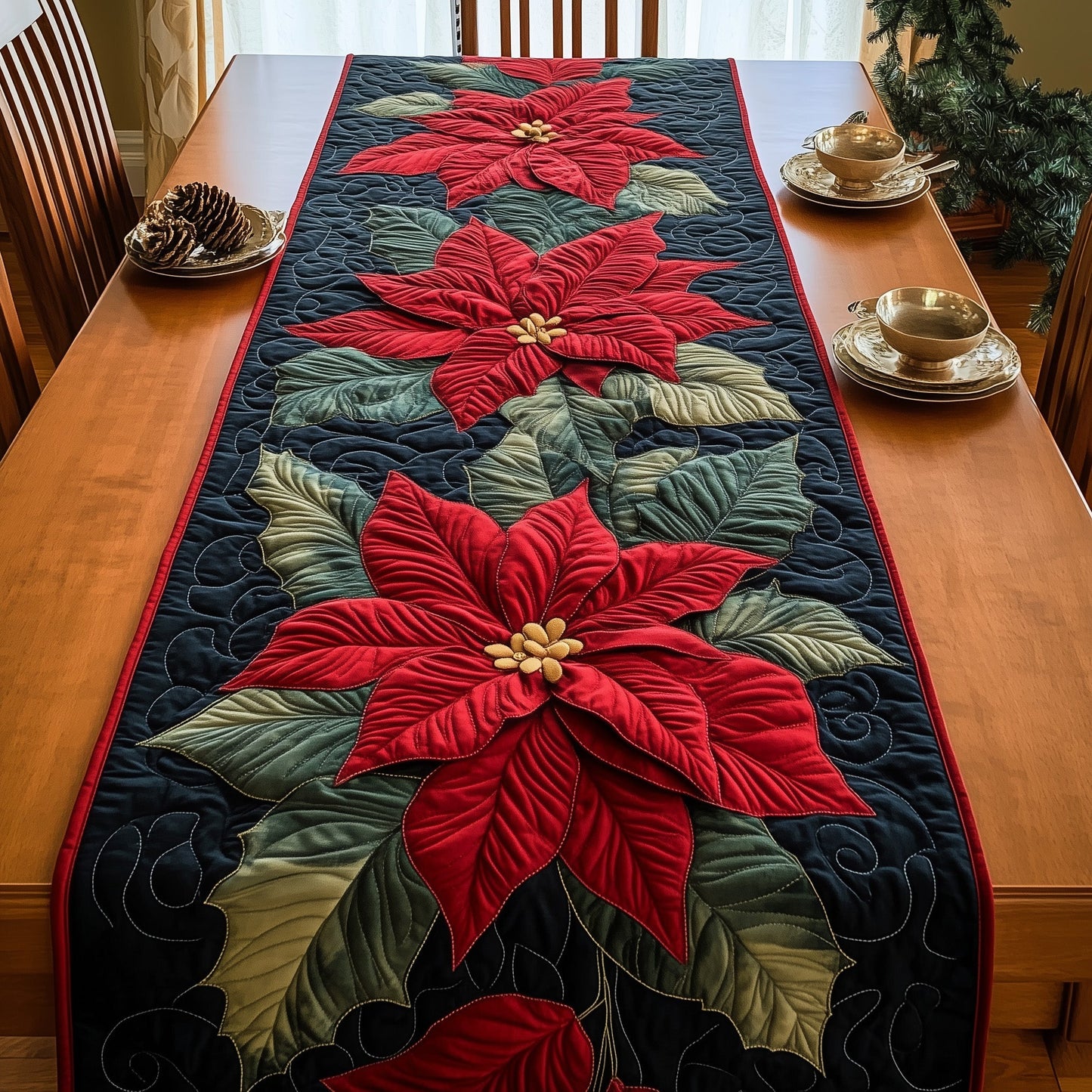 Poinsettia Quilted Table Runner GFTOTG809