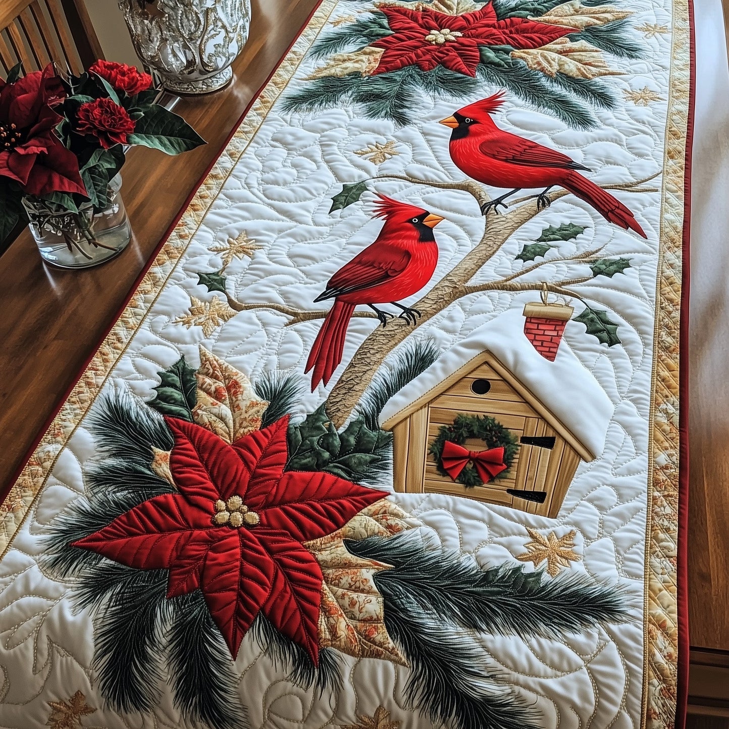 Poinsettia Quilted Table Runner GFTOTG810