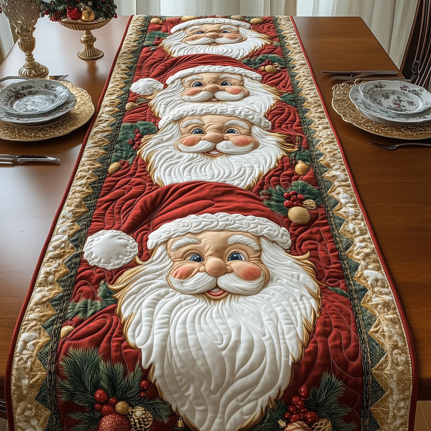 Joyful Santa Quilted Table Runner GFTOTG811