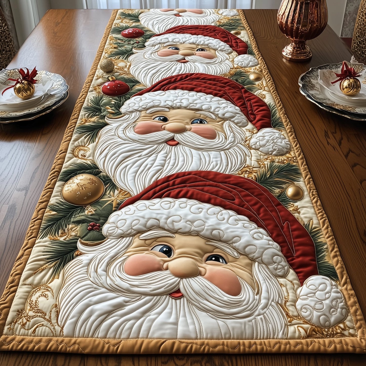 Joyful Santa Quilted Table Runner GFTOTG813
