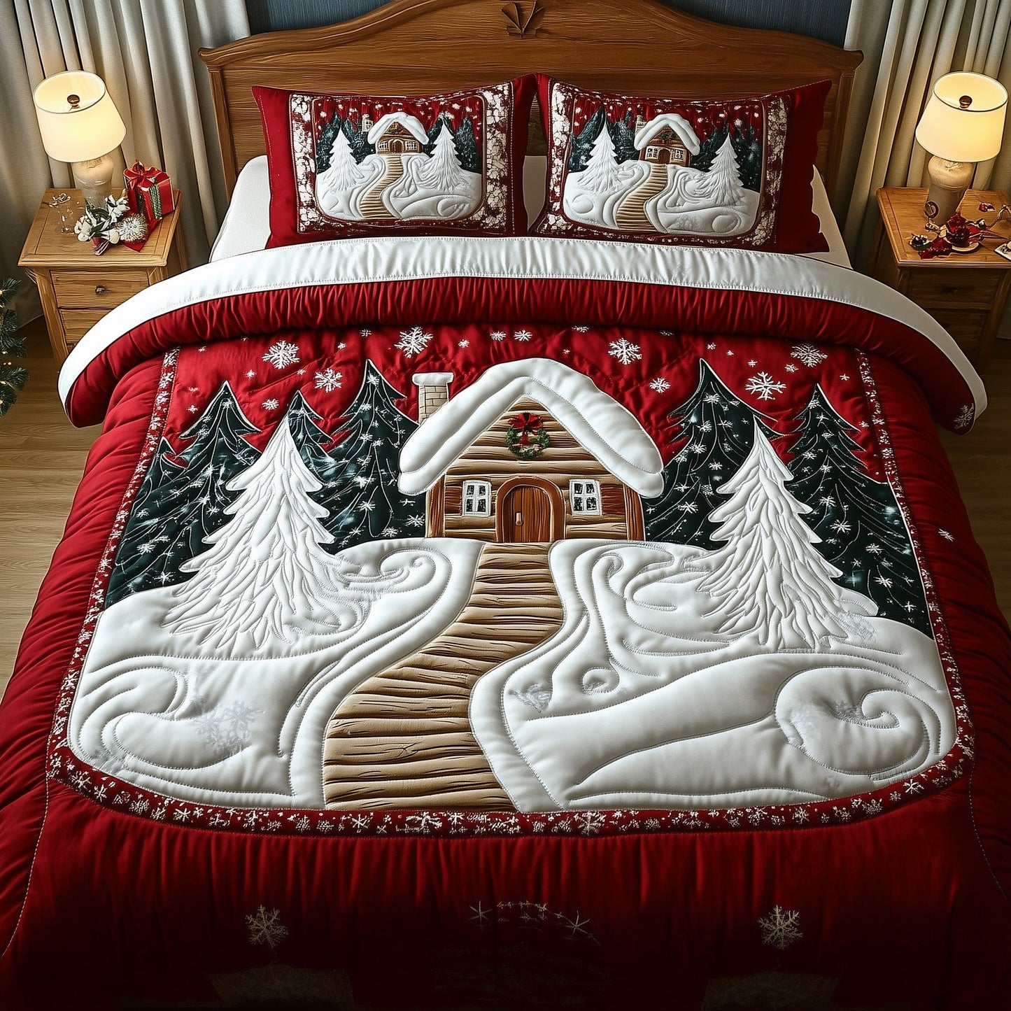 Winter Log Cabin Quilted Duvet Cover Set GFTOTG824