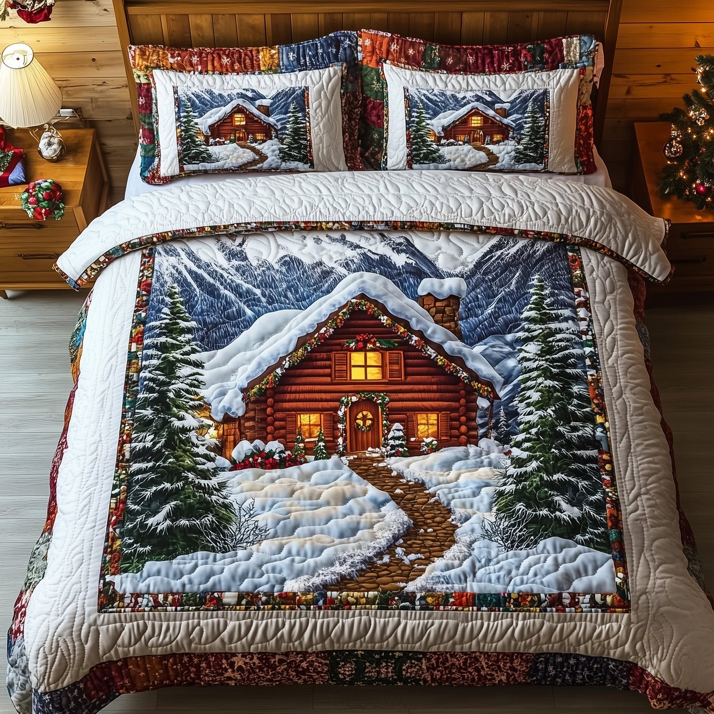Winter Log Cabin Quilted Duvet Cover Set GFTOTG825