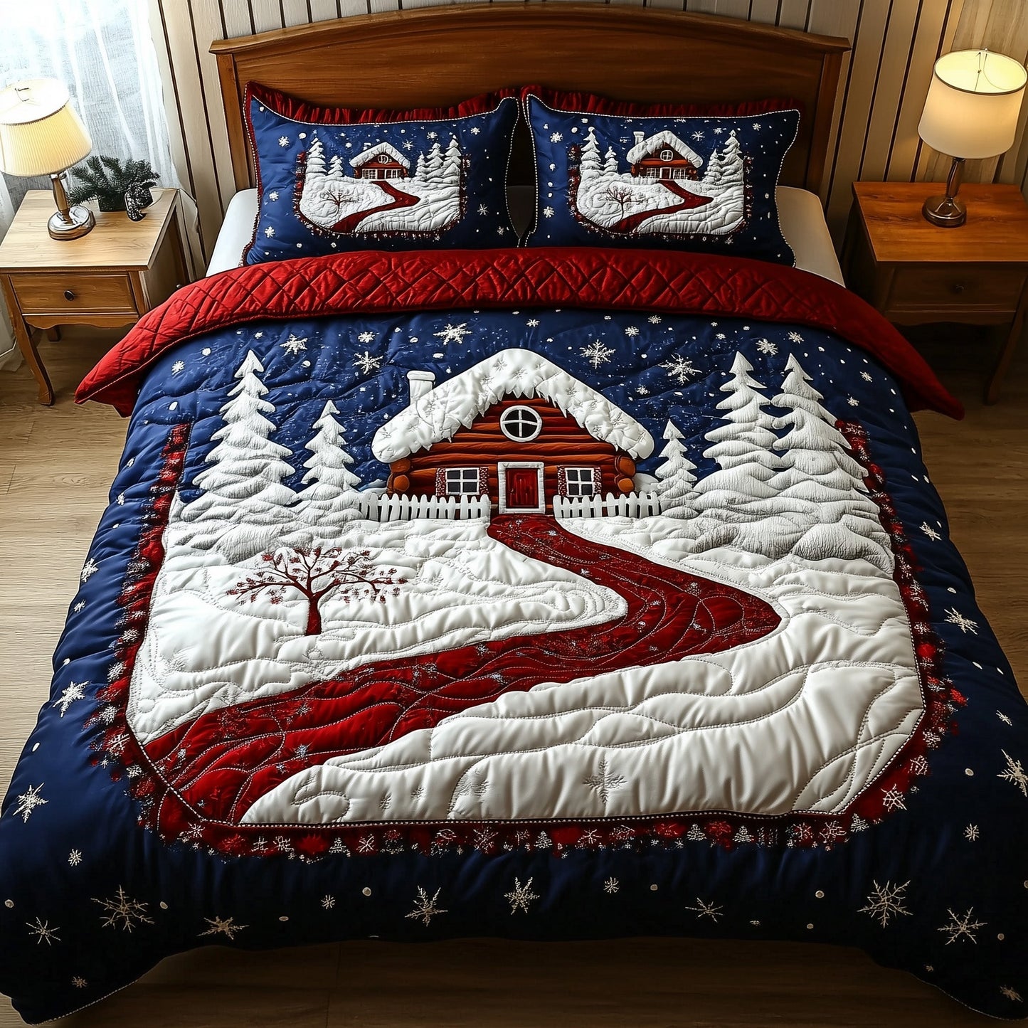 Winter Log Cabin Quilted Duvet Cover Set GFTOTG834