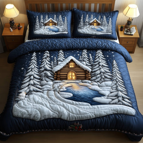Winter Log Cabin Quilted Duvet Cover Set GFTOTG836