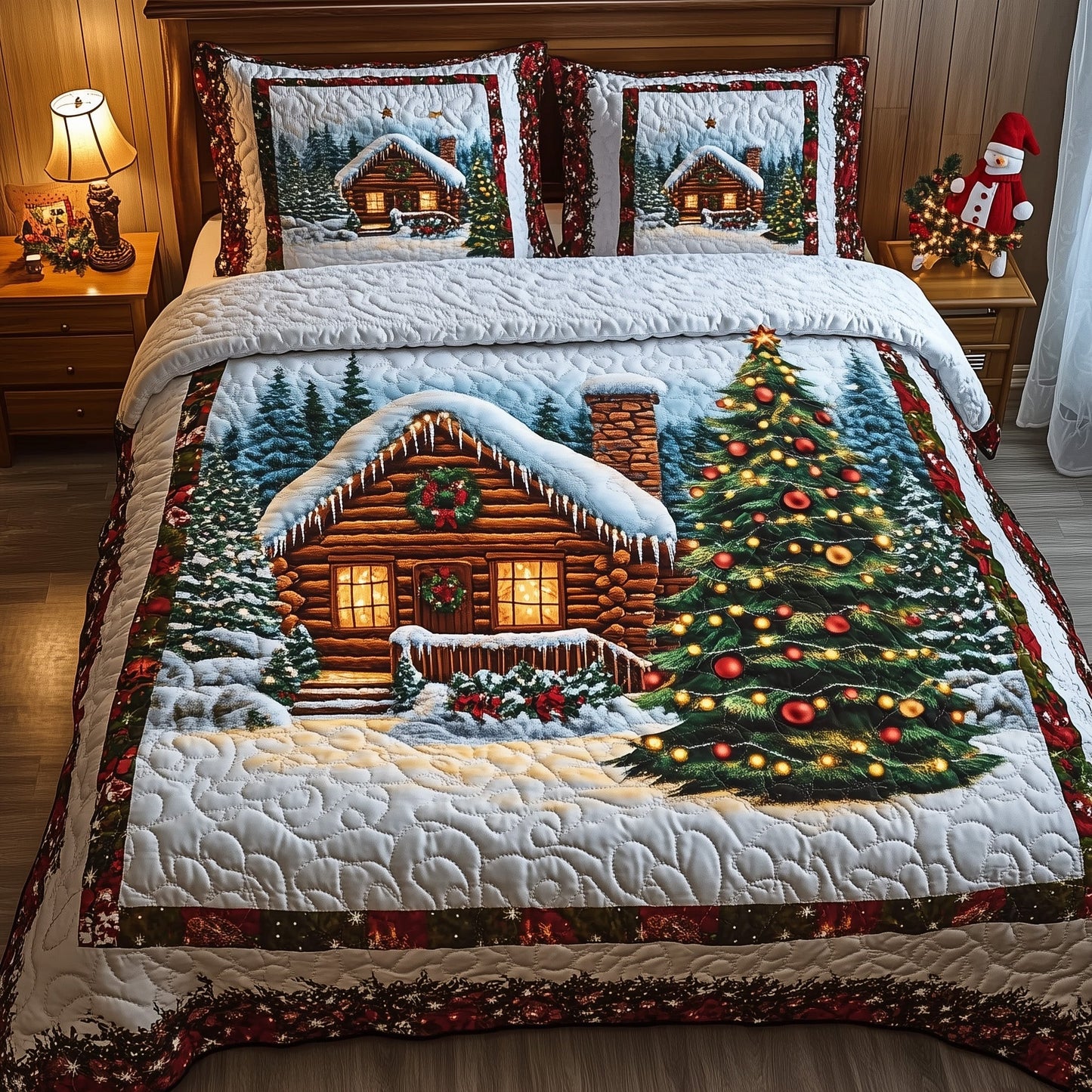 Winter Log Cabin Quilted Duvet Cover Set GFTOTG838