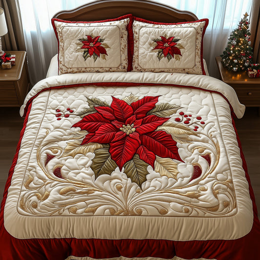 Poinsettia Quilted Duvet Cover Set GFTOTG840