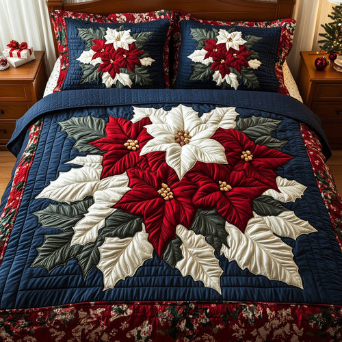 Poinsettia Quilted Duvet Cover Set GFTOTG842